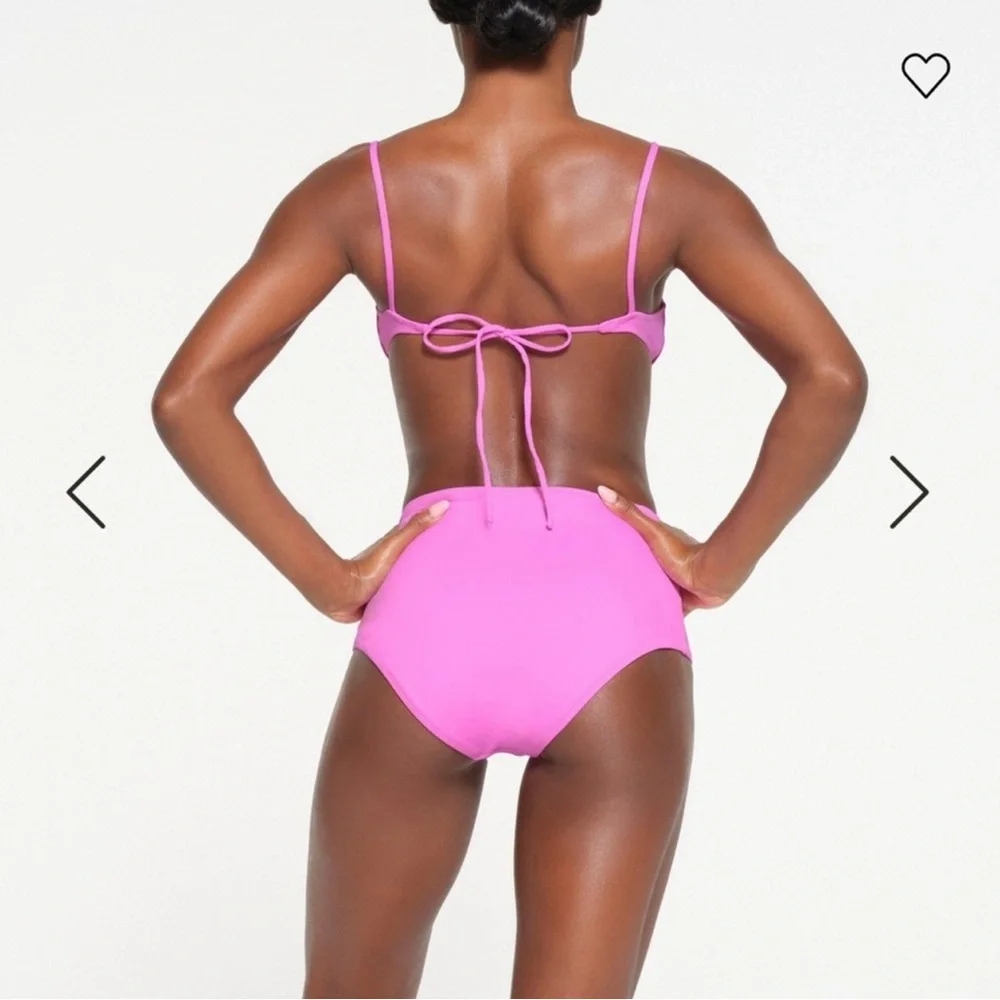 NWT SKIMS Recycled Swim Full Brief Bikini Bottom in Neon Orchid Pink Size Small